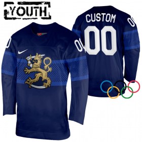 Camisola Finlândia Personalizado 2022 Winter Olympics Navy Authentic - Criança